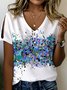 V Neck Gradient Pattern Loose Casual T-Shirt