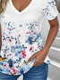 Loose Simple Jersey V Neck T-Shirt