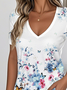 Loose Simple Jersey V Neck T-Shirt