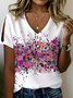 V Neck Gradient Pattern Loose Casual T-Shirt
