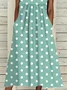 Women's Short Sleeve Summer Green Polka Dots Printing Crew Neck Daily Going Out Casual Maxi H-Line Shift Dress Dress