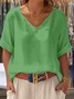 Cotton And Linen Short Sleeve T-Shirt