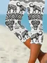 Women's Elephant Print Casual Leggings
