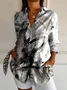 Women's Long Sleeve Shirt Spring/Fall Black Abstract Buckle Shirt Collar Daily Going Out Casual Top