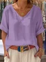 Cotton And Linen Short Sleeve T-Shirt