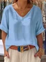 Cotton And Linen Short Sleeve T-Shirt