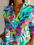 Women's Long Sleeve Shirt Spring/Fall As Picture Floral Buckle Shirt Collar Daily Going Out Casual Top
