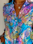 Women's Long Sleeve Shirt Spring/Fall As Picture Abstract Buckle Shirt Collar Daily Going Out Casual Top