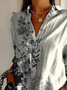 Women's Long Sleeve Shirt Spring/Fall As Picture Floral Buckle Shirt Collar Daily Going Out Casual Top