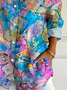 Women's Long Sleeve Shirt Spring/Fall As Picture Abstract Buckle Shirt Collar Daily Going Out Casual Top