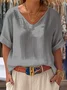 Cotton And Linen Short Sleeve T-Shirt