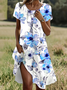 Women's Floral Print Casual Round Neck Short Sleeve Dress