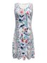 Regular Fit Floral Crew Neck Vintage Dress With No
