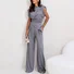 Women's Irregular Craftsmanship Plain Daily Going Out Two-Piece Set Khaki Casual Summer Top With Pants Matching Set