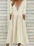 Women's Half Sleeve Summer Light Blue Plain Split Joint V Neck Daily Going Out Casual Maxi A-Line Fit & Flare Dress Dress