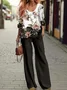 Women's Floral Spring Print Casual Two-Piece Suit