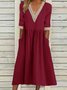 Women's Half Sleeve Summer Light Blue Plain Split Joint V Neck Daily Going Out Casual Maxi A-Line Fit & Flare Dress Dress