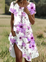 Women's Floral Print Casual Round Neck Short Sleeve Dress