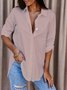 Women's Long Sleeve Shirt Spring/Fall White Plain Buckle Shirt Collar Daily Going Out Casual Top