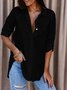 Women's Long Sleeve Shirt Spring/Fall White Plain Buckle Shirt Collar Daily Going Out Casual Top
