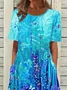 Women's Floral Butterfly Print Casual Crew Neck Dress