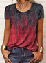 Women's Abstract Print Casual Round Neck Short Sleeve T-Shirt