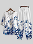 Women's Printing Floral Daily Going Out Two-Piece Set White Casual Summer Top With Pants Matching Set