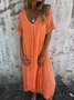 Women's Short Sleeve Summer Pink Plain Split Joint V Neck Daily Going Out Vintage Maxi A-Line Tank Dress