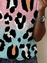 Women's Leopard Print Casual Round Neck Short Sleeve T-Shirt