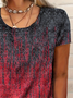 Women's Abstract Print Casual Round Neck Short Sleeve T-Shirt