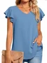 Plain Casual V Neck T-Shirt