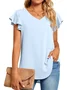 Plain Casual V Neck T-Shirt