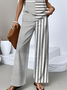 Casual Regular Fit Crew Neck Striped Two-Piece Set With No
