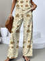 Regular Fit Coconut Tree Crew Neck Casual Two-Piece Set With No