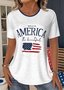 Jersey Crew Neck Letter Pattern Casual T-Shirt