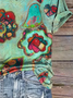 Women's Floral Print Casual V-Neck Short Sleeve T-Shirt
