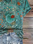 Women's Floral Print Casual V-Neck Short Sleeve T-Shirt