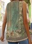 Gradient Pattern Square Neck Vintage Tank Top