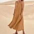 Women's Sleeveless Summer White Plain Split Joint Crew Neck Daily Going Out Casual Maxi A-Line Fit & Flare Dress Dress