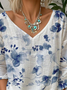 Loose V Neck Casual Jersey T-Shirt