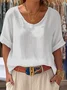 Cotton And Linen Short Sleeve T-Shirt