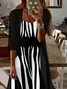 Women's Abstract Stripe Print Casual Two-Piece Dress