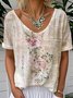 Casual Gradient Pattern Loose Cotton Blouse