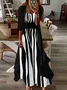 Women's Abstract Stripe Print Casual Two-Piece Dress
