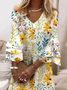 Women's Floral Print V Neck Dress