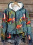 Fox in the Forest Graphic Zip Up Comf Loose Hoodie Simple Hoodie