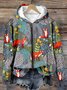 Fox in the Forest Graphic Zip Up Comf Loose Hoodie Simple Hoodie