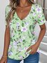 Loose V Neck Floral Vintage T-Shirt