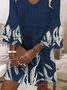 Women's Abstract Print V-Neck Dress