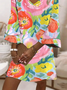 Women's Floral Print V Neck Dress